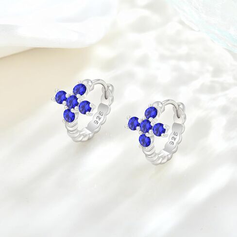Starchenie 925 Sterling Silver Cross Hoop Earrings for Women 15mm Dainty Small Birthstones Cross Huggie Hoop Earrings Jewelry Gift in Saudi Arabia