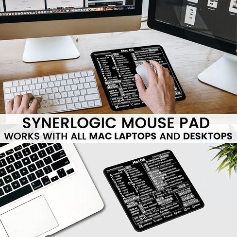 Synerlogic Mac Os Universal Basic Shortcut Quick Reference Guide Premium Rubber Laminated Mousepad for M-chip or Intel 8'' x 7.5'' in Saudi Arabia