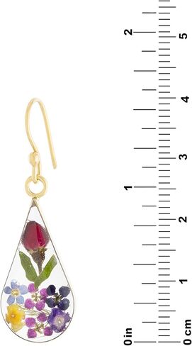 Amazon Collection Sterling Silver Pressed Flower Teardrop Earrings in Kuwait