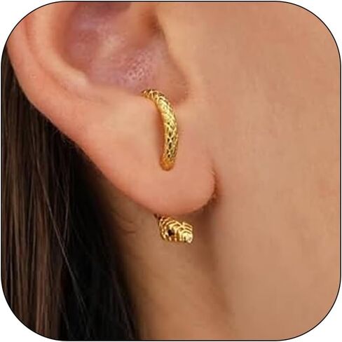 Halloween Snake Earrings for Women Silver Gold Snake Dangle Earrings Animal Front Back Stud Snake Hoop Earrings Punk Vintage Snake Jewelry Gifts in Saudi Arabia