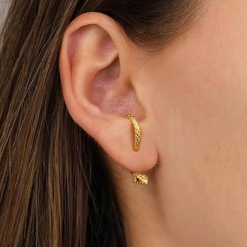 Halloween Snake Earrings for Women Silver Gold Snake Dangle Earrings Animal Front Back Stud Snake Hoop Earrings Punk Vintage Snake Jewelry Gifts in Saudi Arabia