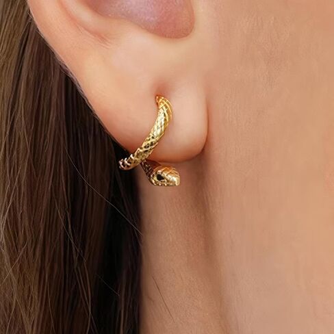 Halloween Snake Earrings for Women Silver Gold Snake Dangle Earrings Animal Front Back Stud Snake Hoop Earrings Punk Vintage Snake Jewelry Gifts in Saudi Arabia