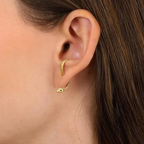Halloween Snake Earrings for Women Silver Gold Snake Dangle Earrings Animal Front Back Stud Snake Hoop Earrings Punk Vintage Snake Jewelry Gifts in Saudi Arabia