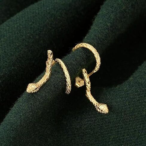 Halloween Snake Earrings for Women Silver Gold Snake Dangle Earrings Animal Front Back Stud Snake Hoop Earrings Punk Vintage Snake Jewelry Gifts in Saudi Arabia