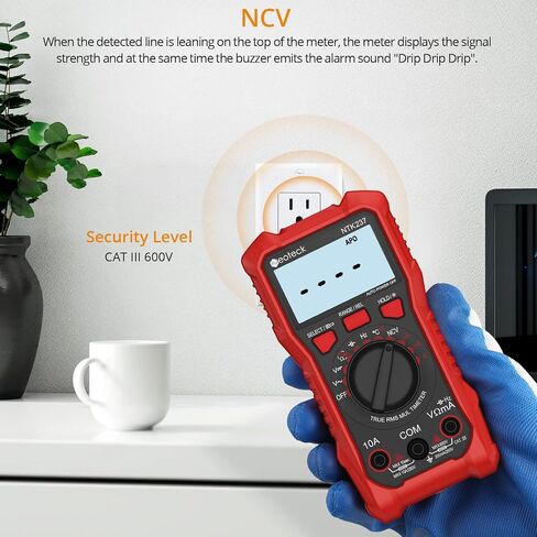 Neoteck 2000 جهاز اختبار الفولتميتر الرقمي المتعدد مع NCV، LCD لجهد التيار المتردد والتيار المستمر، المقاومة، السعة، السلك المباشر، التردد، درجة الحرارة، دورة العمل، الاستمرارية، قياس الصمام الثنائي in Saudi Arabia