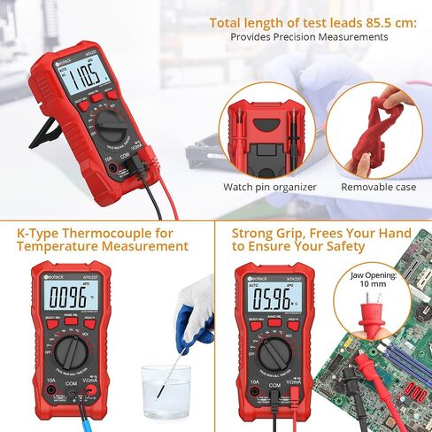 Neoteck 2000 جهاز اختبار الفولتميتر الرقمي المتعدد مع NCV، LCD لجهد التيار المتردد والتيار المستمر، المقاومة، السعة، السلك المباشر، التردد، درجة الحرارة، دورة العمل، الاستمرارية، قياس الصمام الثنائي in Saudi Arabia