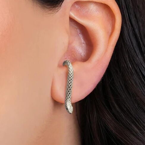 Halloween Snake Earrings for Women Silver Gold Snake Dangle Earrings Animal Front Back Stud Snake Hoop Earrings Punk Vintage Snake Jewelry Gifts in Saudi Arabia