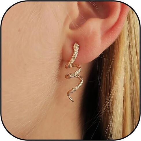 Halloween Snake Earrings for Women Silver Gold Snake Dangle Earrings Animal Front Back Stud Snake Hoop Earrings Punk Vintage Snake Jewelry Gifts in Saudi Arabia