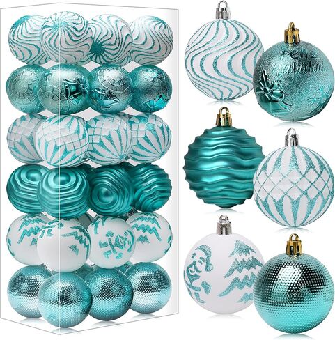 Christmas Ornaments Shatterproof Balls Decorations - 36pcs Teal Ornaments for Xmas Tree Small Christmas Baubles Set, 2.36inches | 60mm in Saudi Arabia