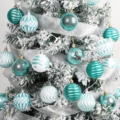 Christmas Ornaments Shatterproof Balls Decorations - 36pcs Teal Ornaments for Xmas Tree Small Christmas Baubles Set, 2.36inches | 60mm in Saudi Arabia
