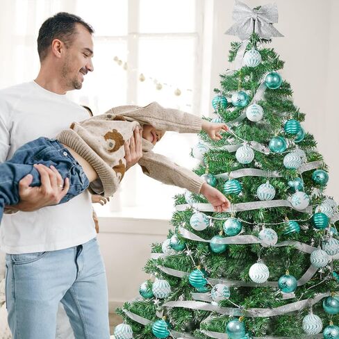 Christmas Ornaments Shatterproof Balls Decorations - 36pcs Teal Ornaments for Xmas Tree Small Christmas Baubles Set, 2.36inches | 60mm in Saudi Arabia