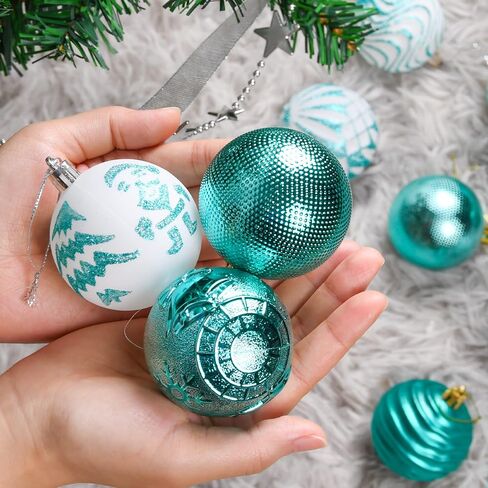Christmas Ornaments Shatterproof Balls Decorations - 36pcs Teal Ornaments for Xmas Tree Small Christmas Baubles Set, 2.36inches | 60mm in Saudi Arabia