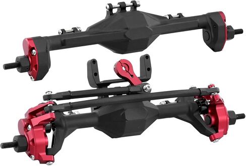 HyBDX CNC Aluminum Alloy Anodized Front and Rear Portal Axle Upgrade for 1/10 RC Rock Crawlers, Compatible with SCX10 II… (Black) in Saudi Arabia
