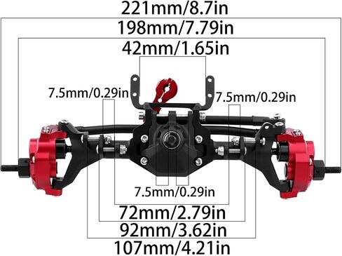 HyBDX CNC Aluminum Alloy Anodized Front and Rear Portal Axle Upgrade for 1/10 RC Rock Crawlers, Compatible with SCX10 II… (Black) in Saudi Arabia