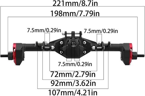 HyBDX CNC Aluminum Alloy Anodized Front and Rear Portal Axle Upgrade for 1/10 RC Rock Crawlers, Compatible with SCX10 II… (Black) in Saudi Arabia