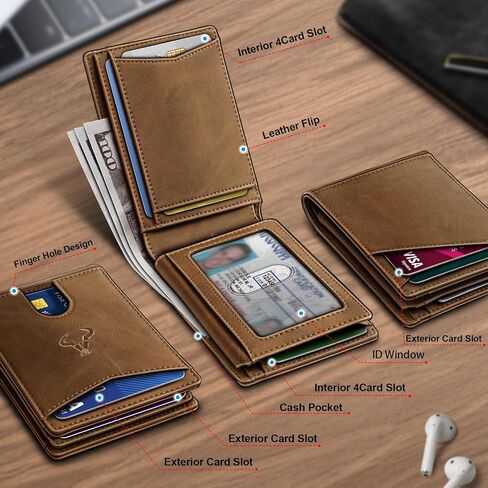 BULLIANT Men Wallet, Slim Leather Wallet Front Pocket Card Holder Gift For Men 11 Slots RFID Blocking in Saudi Arabia