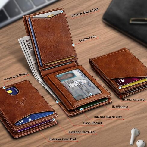 BULLIANT Men Wallet, Slim Leather Wallet Front Pocket Card Holder Gift For Men 11 Slots RFID Blocking in Saudi Arabia