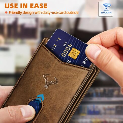 BULLIANT Men Wallet, Slim Leather Wallet Front Pocket Card Holder Gift For Men 11 Slots RFID Blocking in Saudi Arabia