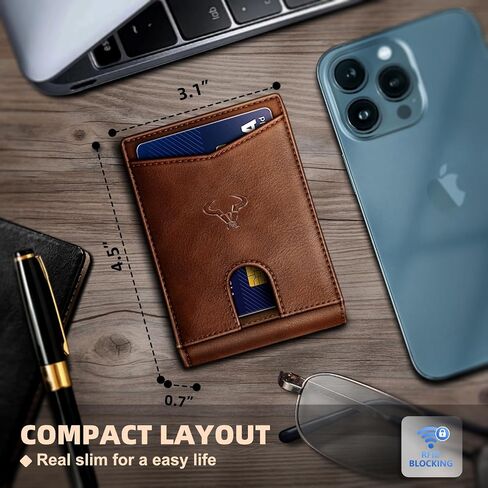 BULLIANT Men Wallet, Slim Leather Wallet Front Pocket Card Holder Gift For Men 11 Slots RFID Blocking in Saudi Arabia