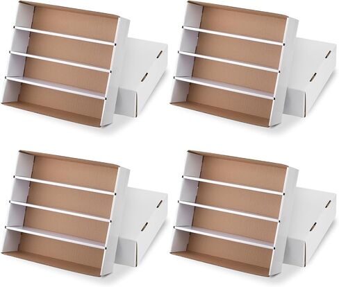 Collector Card Storage Box,Hold 3120 Count Trading Cards Box,White Sports Card Boxes Card Sorting Tray Card Sleeve Cases Card Collection Box for Soccer Basketball Cards (4 Sets) in Saudi Arabia