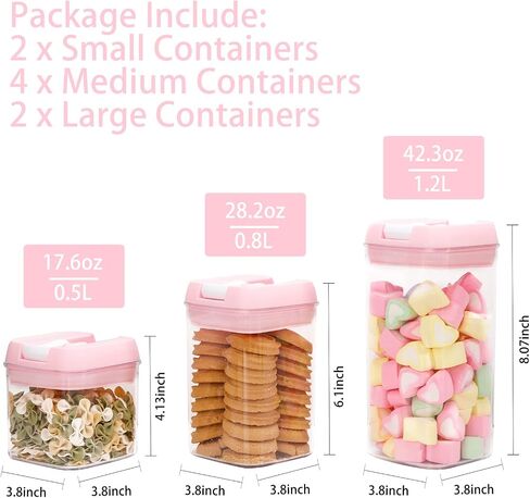 U-QE Airtight Food Storage Containers -8 Piece BPA Free Clear Plastic Airtight Containers with Easy Lock Lids for Kitchen Pantry Organization and Storage - Sugar, Flour, Cereal, Labels & Marker in Saudi Arabia