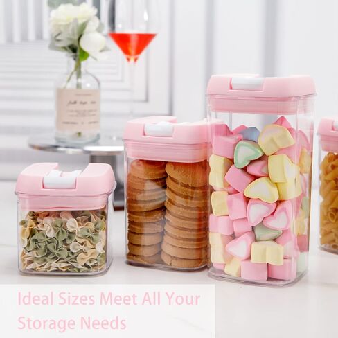 U-QE Airtight Food Storage Containers -8 Piece BPA Free Clear Plastic Airtight Containers with Easy Lock Lids for Kitchen Pantry Organization and Storage - Sugar, Flour, Cereal, Labels & Marker in Saudi Arabia