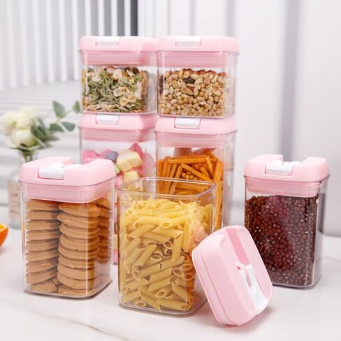 U-QE Airtight Food Storage Containers -8 Piece BPA Free Clear Plastic Airtight Containers with Easy Lock Lids for Kitchen Pantry Organization and Storage - Sugar, Flour, Cereal, Labels & Marker in Saudi Arabia