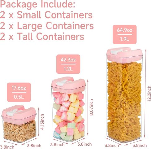 U-QE Airtight Food Storage Containers -8 Piece BPA Free Clear Plastic Airtight Containers with Easy Lock Lids for Kitchen Pantry Organization and Storage - Sugar, Flour, Cereal, Labels & Marker in Saudi Arabia