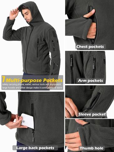 ReFire Gear Men's Warm Military Tactical Sport Fleece Hoodie Jacket in Saudi Arabia