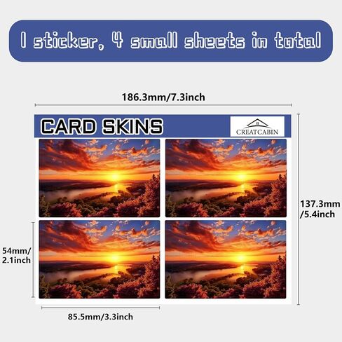 CREATCABIN 4Pcs Sunset Card Stickers Skins Card Cover Waterproof Bank Transportation Key Debit Credit Card Decals No Bubble Anti-Scratch Protecting Card Stickers for Card Decoration 3.3x2.1in in Saudi Arabia