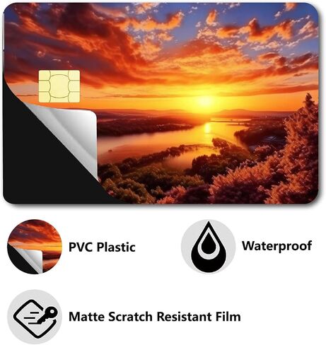 CREATCABIN 4Pcs Sunset Card Stickers Skins Card Cover Waterproof Bank Transportation Key Debit Credit Card Decals No Bubble Anti-Scratch Protecting Card Stickers for Card Decoration 3.3x2.1in in Saudi Arabia