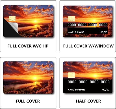 CREATCABIN 4Pcs Sunset Card Stickers Skins Card Cover Waterproof Bank Transportation Key Debit Credit Card Decals No Bubble Anti-Scratch Protecting Card Stickers for Card Decoration 3.3x2.1in in Saudi Arabia