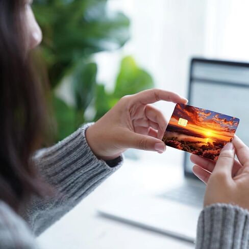 CREATCABIN 4Pcs Sunset Card Stickers Skins Card Cover Waterproof Bank Transportation Key Debit Credit Card Decals No Bubble Anti-Scratch Protecting Card Stickers for Card Decoration 3.3x2.1in in Saudi Arabia