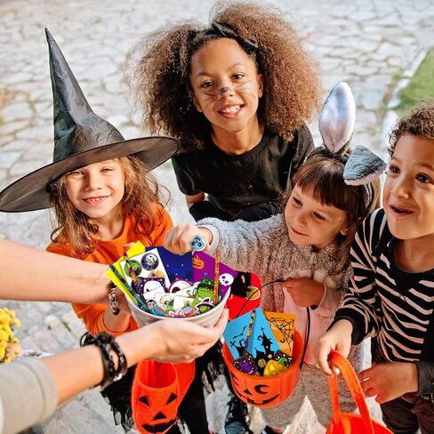 168PCS Halloween Party Favor Goodie Bag Bulk for Kids, Halloween Stationery Set, Trick or Treat Toys including Pencil, Eraser, Notepad, Stamper, Halloween Bag, Stickers and Temporary Tattoos in Kuwait