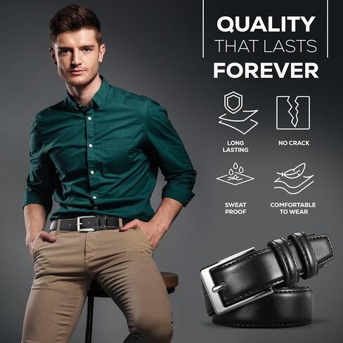 Marino’s Men Genuine Leather Dress Belt with Single Prong Buckle in Kuwait