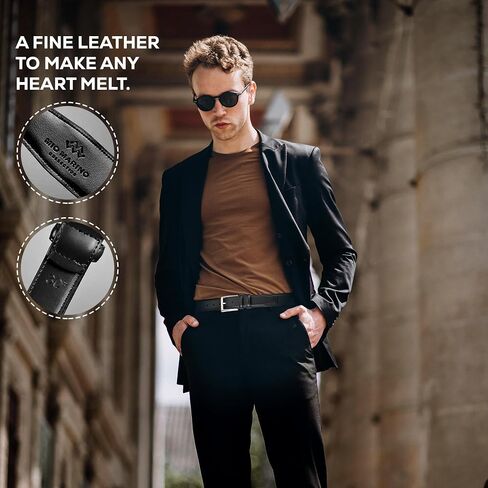 Marino’s Men Genuine Leather Dress Belt with Single Prong Buckle in Kuwait