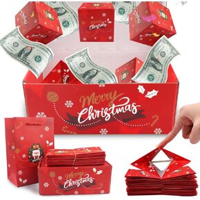Estivaux Christmas Surprise Box for Money, Exploding Surprise Box Xmas Santa Gift Box Surprise Gift Box Red Bouncing Money Box Cash Explosion Gift Box for Present Christmas Party Supplies