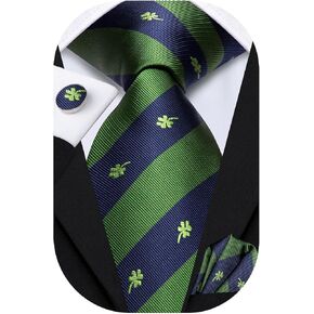 Dubulle Mens Paisely Silk Tie for Men Necktie and Pocket Square Set