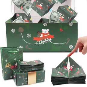 Estivaux Christmas Surprise Box for Money, Exploding Surprise Box Xmas Santa Gift Box Surprise Gift Box Red Bouncing Money Box Cash Explosion Gift Box for Present Christmas Party Supplies