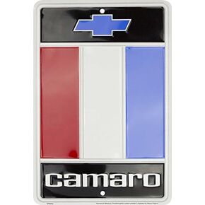 Camaro emblem 8 X 12 embossed aluminum sign