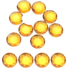 MECCANIXITY Flat Back Round Acrylic Rhinestones,40mm Yellow Flatback Crystal Rhinestones for Crafts Clothes Shoes DIY Decoration Gifts 10Pcs