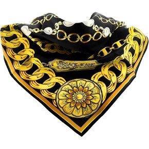 VERSACE JEANS COUTURE Silk Cloth Foulard Satin Chain Pearls Black Gold, black, One size for Womens in Saudi Arabia