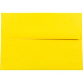 25 Pack A2 Bright Yellow Envelopes, Square Flap Gummed Seal, Vibrant Yellow Printable Envelopes For Invitations, Greeting Cards, Weddings, Birthdays, Mailing, Any Occasion