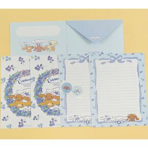 Bandal & Neoul CINNAMOROLL's Lined Greeting Card Letter Sheet., Envelope, Seal Stickers Set - Officially Licensed