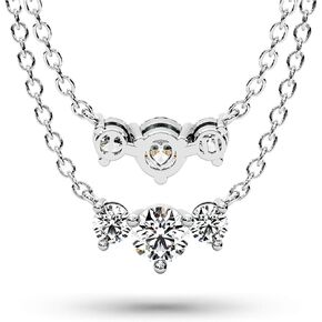 Moissanite Necklace for Women Three-Stone I Love You Jewelry Pendant Sterling Silver Lab Created Gem for Her Gift for Wedding Anniversary Birthday to My Wife Daughter Girlfriend Mom