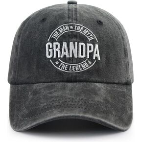 Grandpa The Man The Myth The Legend Hat for Men, Funny Adjustable Cotton Embroidered Grandfather Baseball Cap