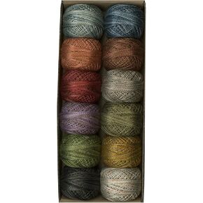 Valdani Perle Cotton Size 8 Embroidery Thread 12-Ball Sampler Set- All Through The Night