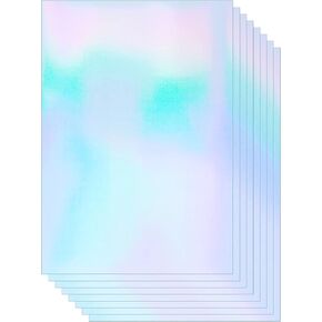 50 Sheets Holographic Clear Vinyl Holographic Sticker Paper A4(11.7x8.25 inch) Self Adhesive Waterproof Transparent Overlay Film Holographic Overlay with 8.3 Inch)