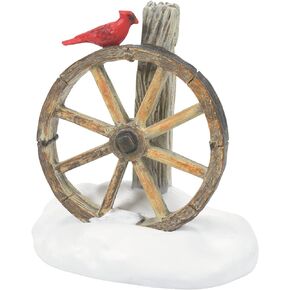 Department 56 Accessories for Village Collections Cardinal Sitting on Christmas Wagon Wheel Figurine, 2.5 Inch, Multicolor