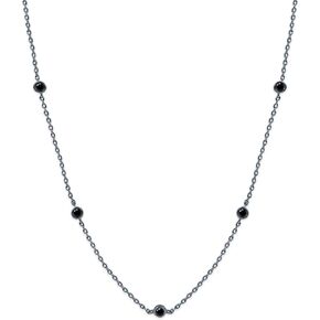 18K Gold Plated Five Stone Station Necklace for Women | 1/2 ctw Moissanite Diamond Bezel-Set Choker Yard Necklace 15"+3" Adjustable Chain (0.50 Ctw)